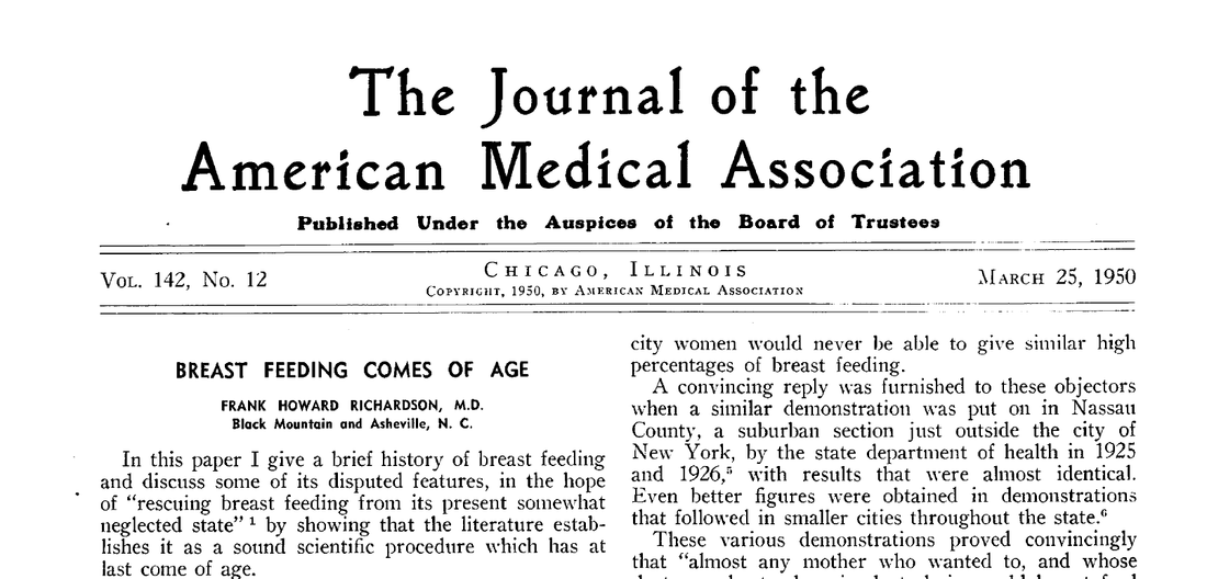 Historic paper: BREAST FEEDING COMES OF AGE (Richardson, 1950) - kindestCup.com